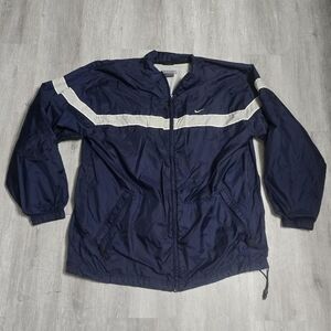 Vintage Y2K Nike Navy/Gray Windbreaker Zip Up Jacket Size Large